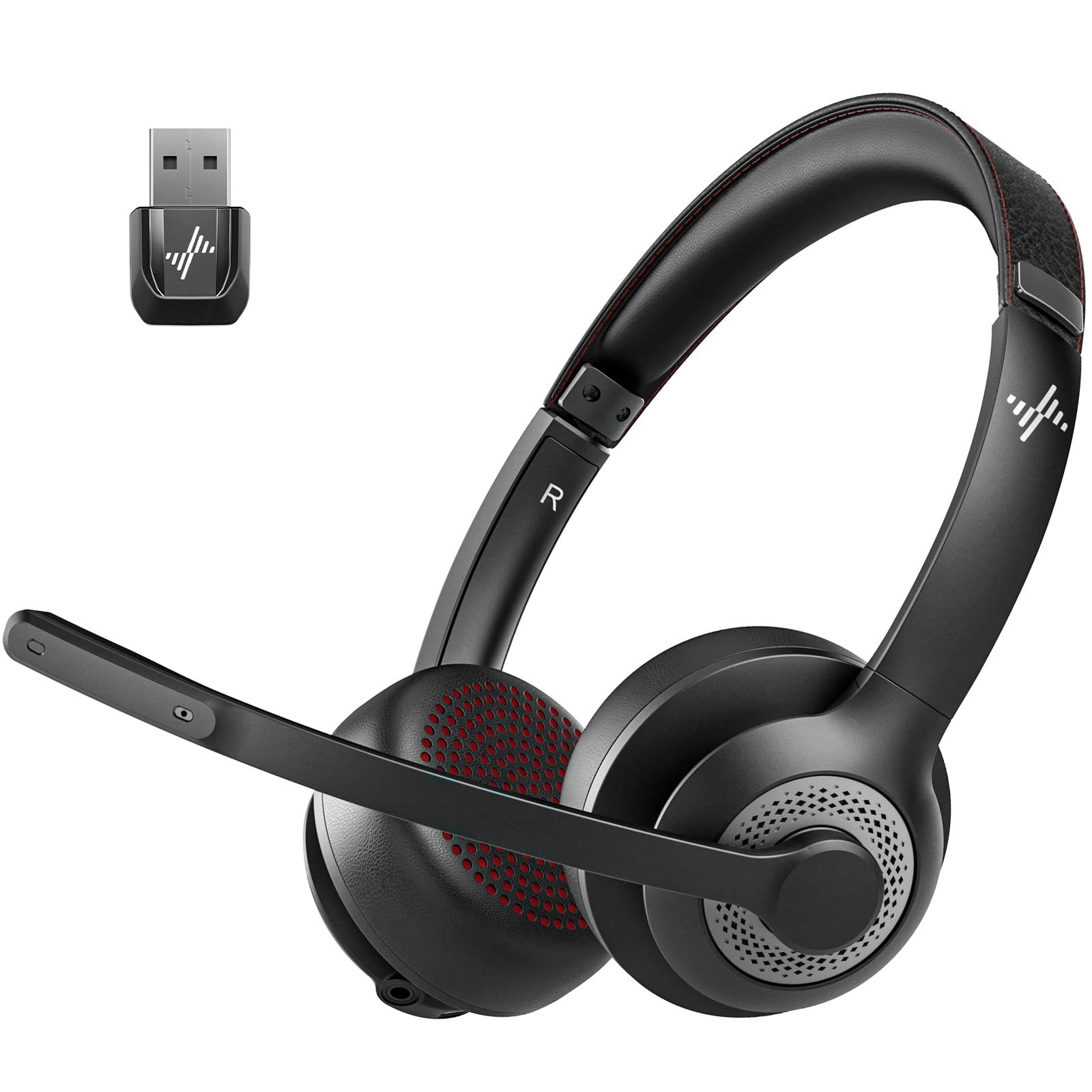 Wireless Headset with Mic for Work, Bluetooth V5.2 Headphones with Noise Canc...