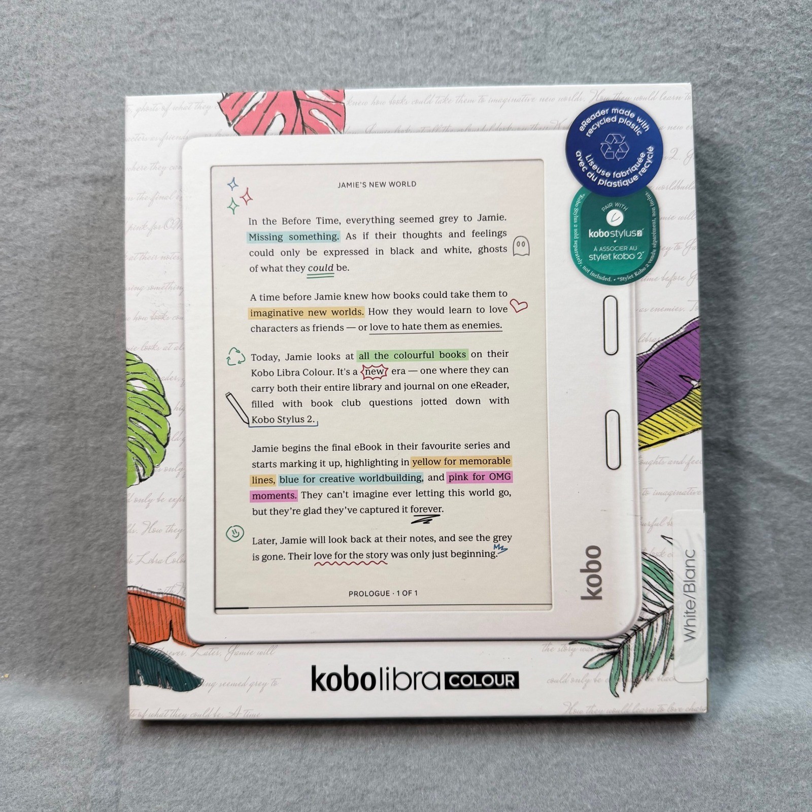 Kobo Libra Colour E-reader White 32 GB Bundle Case Screen Protector