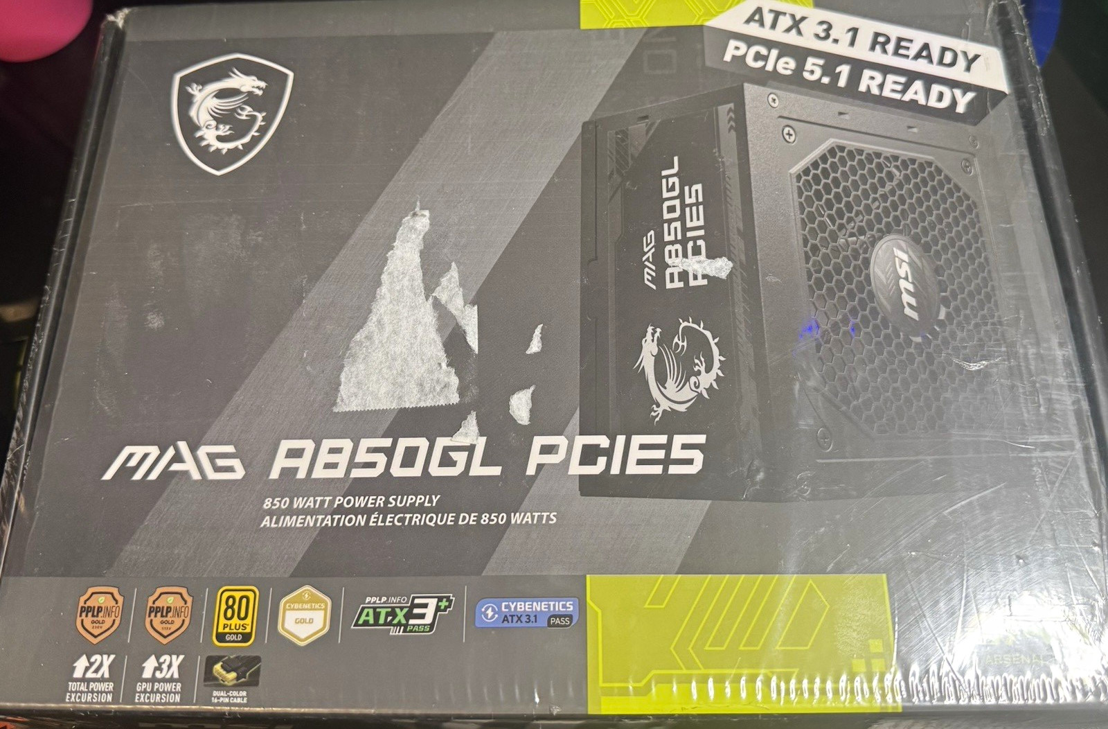 MSI MAG A850GL PCIE5 850W ATX Fully Modular Power Supply Black