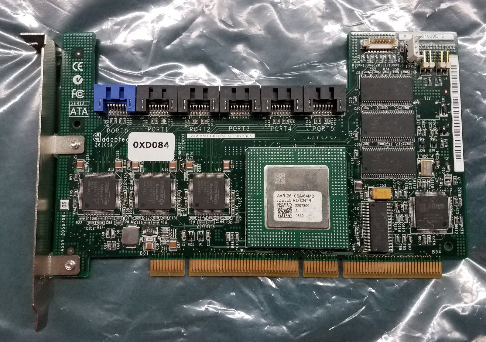 DELL ADAPTEC SG-0XD084 6 PORT PCI X 64MB SATA CONTROLLER DELL XD084
