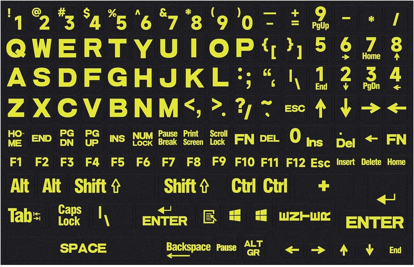 English Keyboard Letter Stickers Large Print Full Size Universal PC Computer Lap