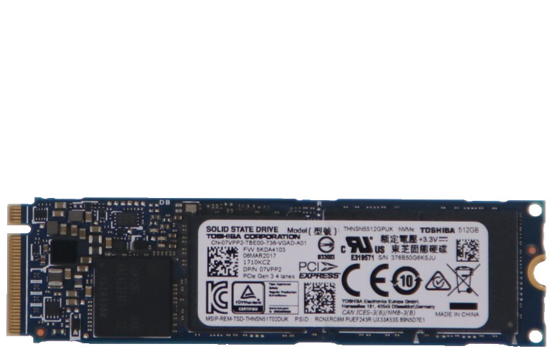 Toshiba XG4 512GB THNSN5512GPUK M.2 2280 PCIe Gen 3 NVMe SSD