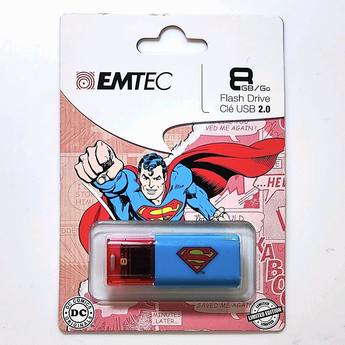 New Package EMTEC 8 GB USB 2.0 Flash Drive Superman DC Comics Limited Edition