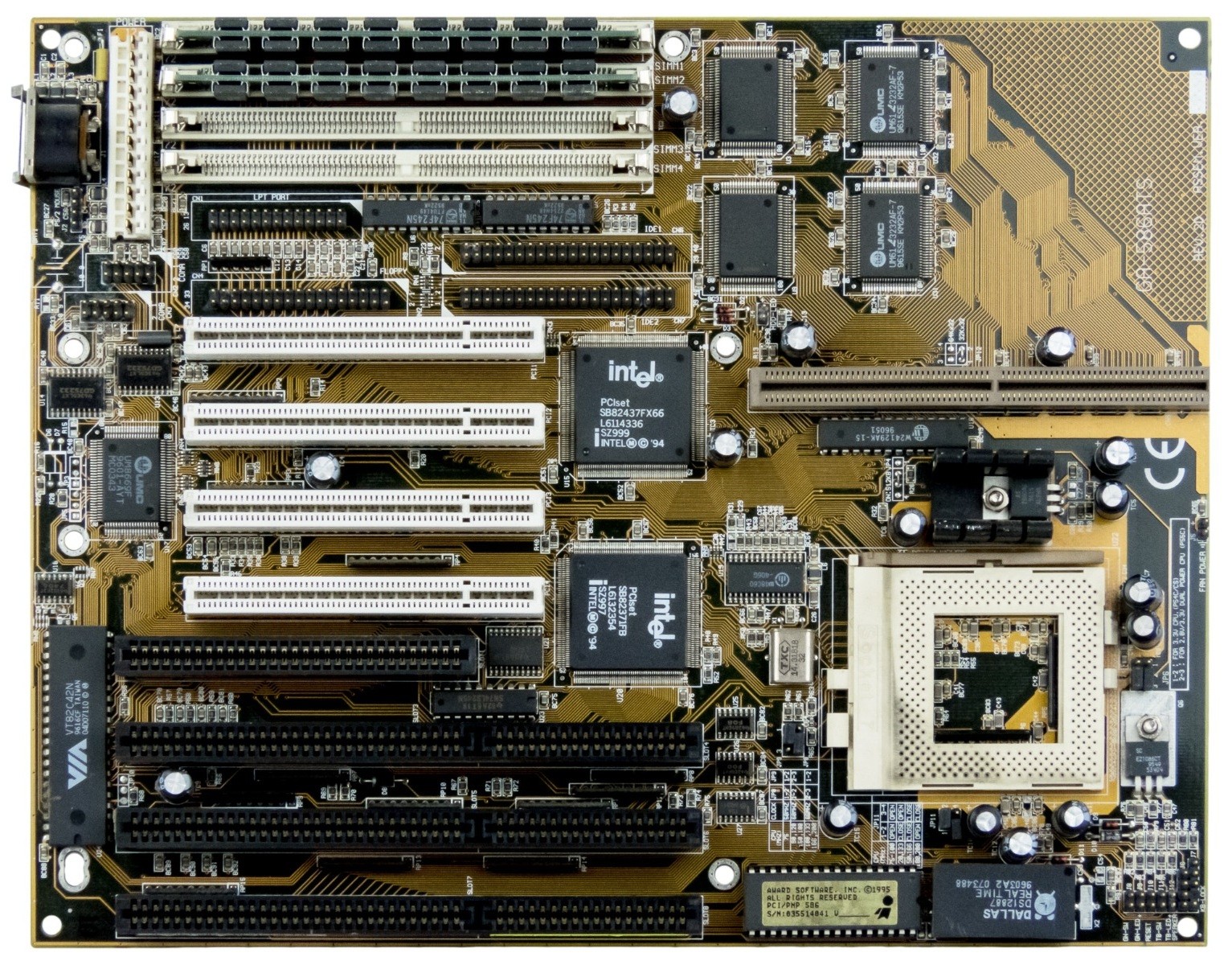Gigabyte skt 7 motherboard, ga-586ats, atm 3x isa 16 bit, 4x pci, 1x isa 8 bit