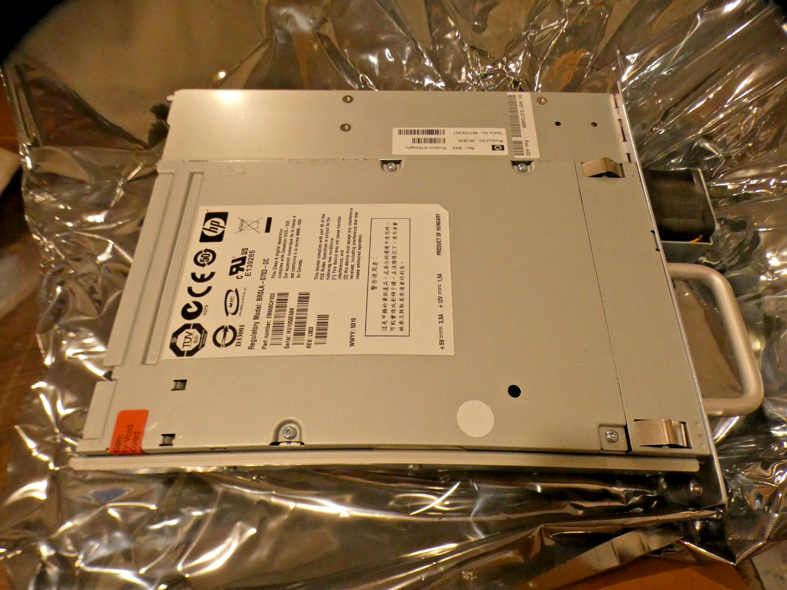 Hewlett Packard HP AK383A LTO4 SAS Ultrium Internal Tape Drive EB668C BRSLA-0703
