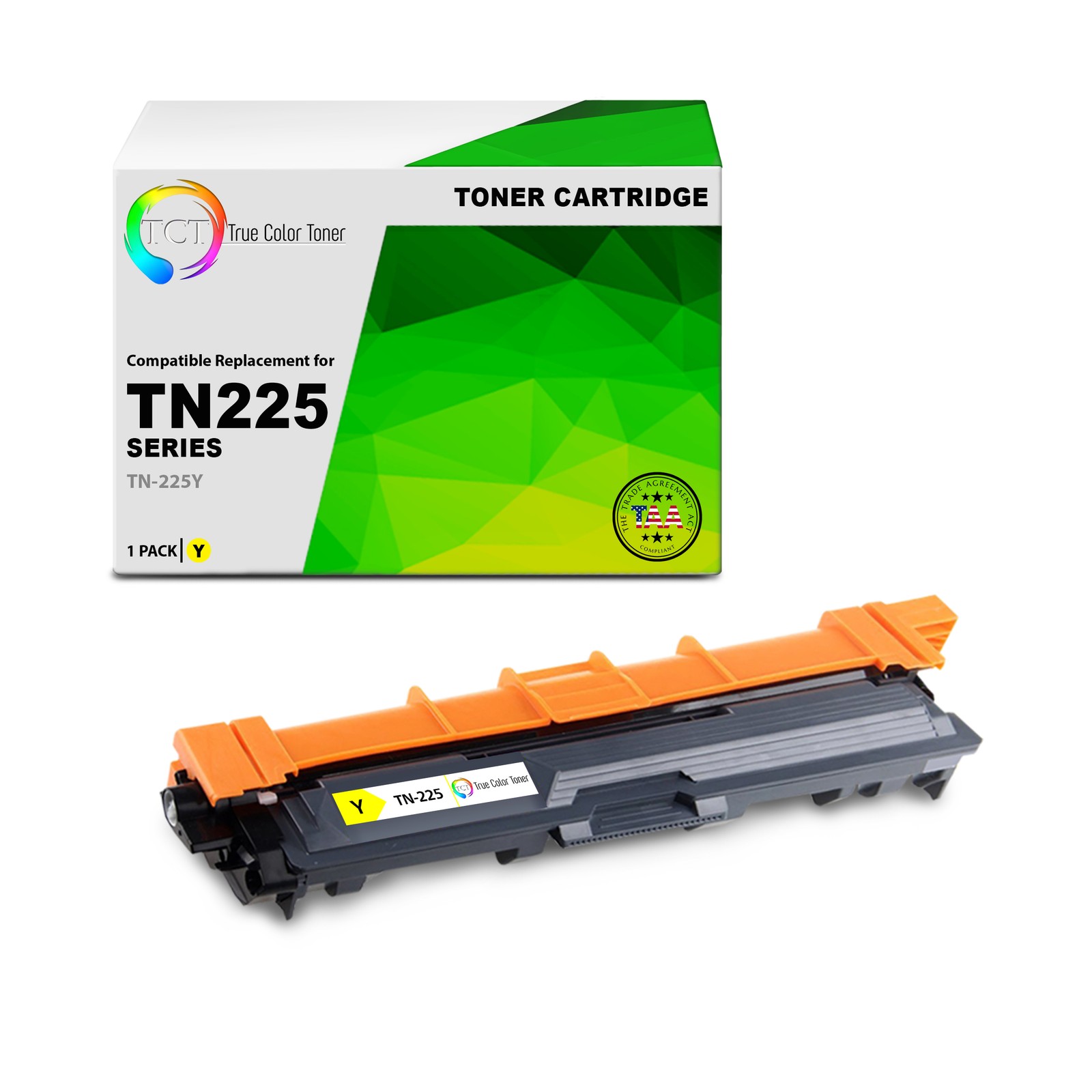TCT TN225Y TAA Compliant Compatible Toner Cartridge Replacement for Brother