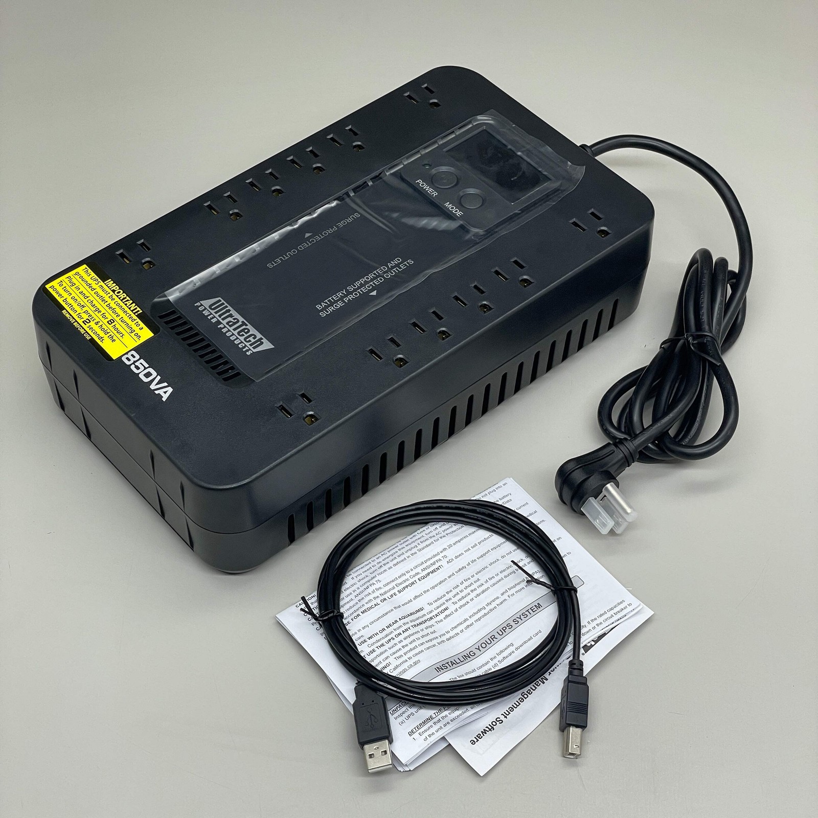 ULTRATECH 850VA Battery Backup Desktop LCD UPS 12 Outlets 0E-850V8LCD