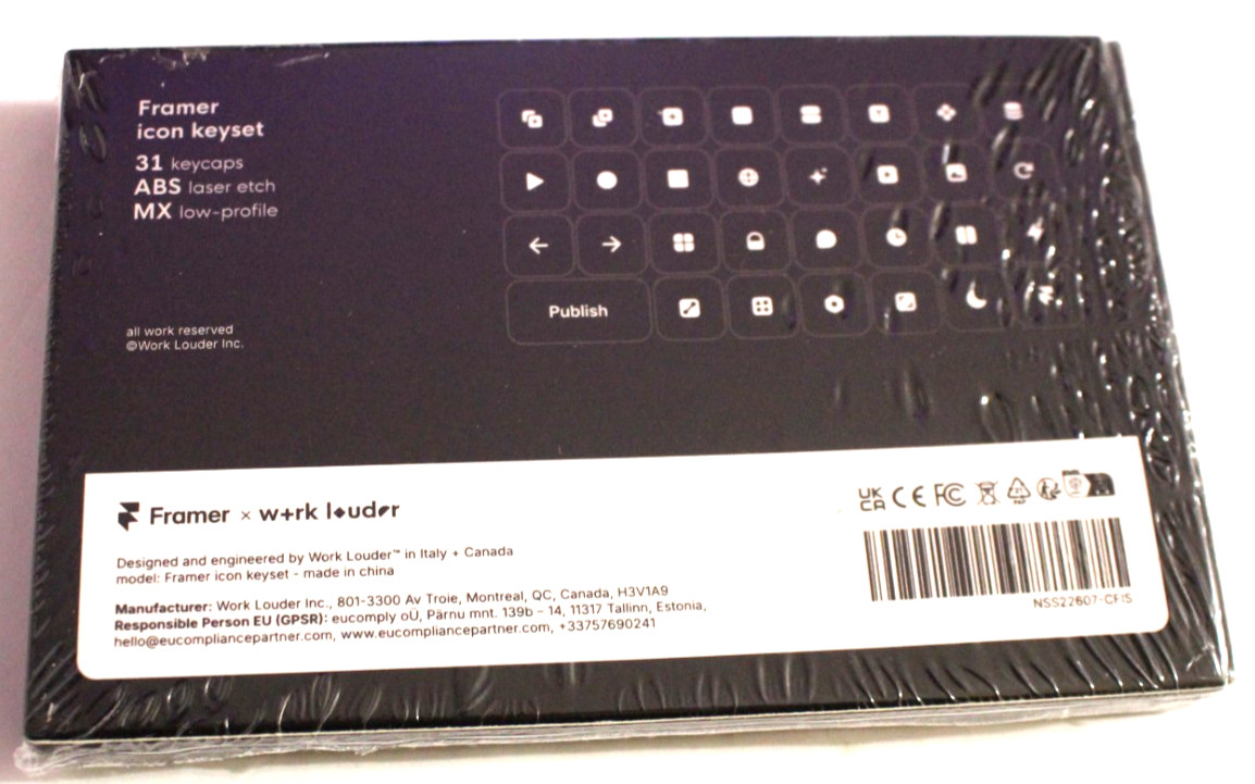 FRAMER X WORK LOUDER ICON KEYSET 31 KEY CAPS ABS LASER ETCH MX LOW-PROFILE