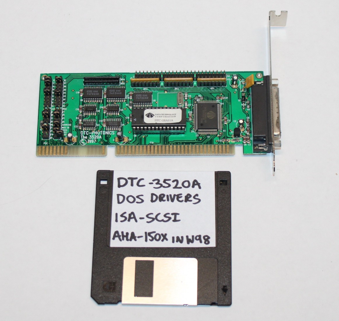 Data Technology Corp. DTC-3520A 25-pin 50-pin SCSI ISA card working + drivers