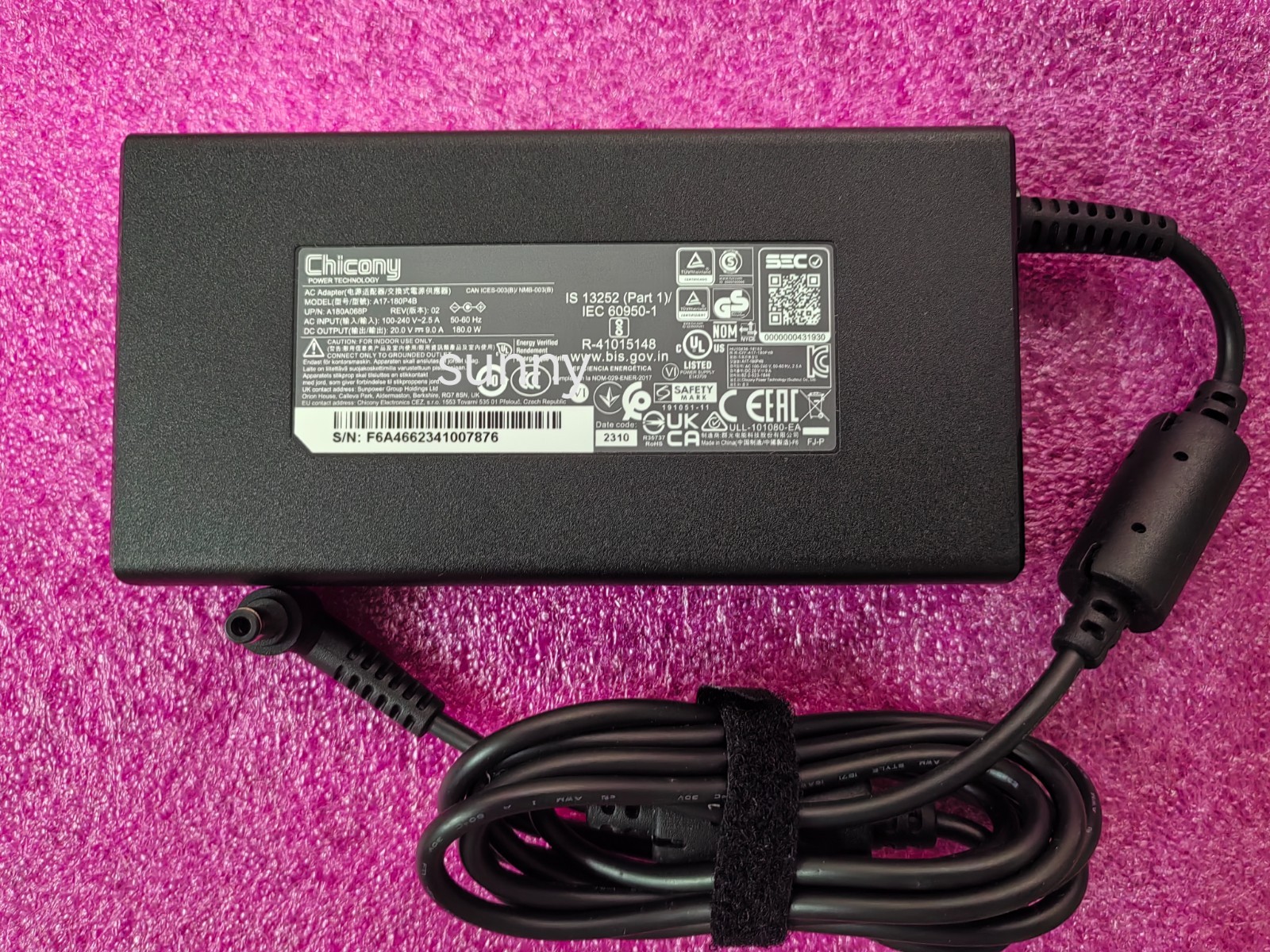 For MSI WS66 10TK 10TL Workstation 20V 9A A17-180P4B 5.5mm 180W Adapter Original