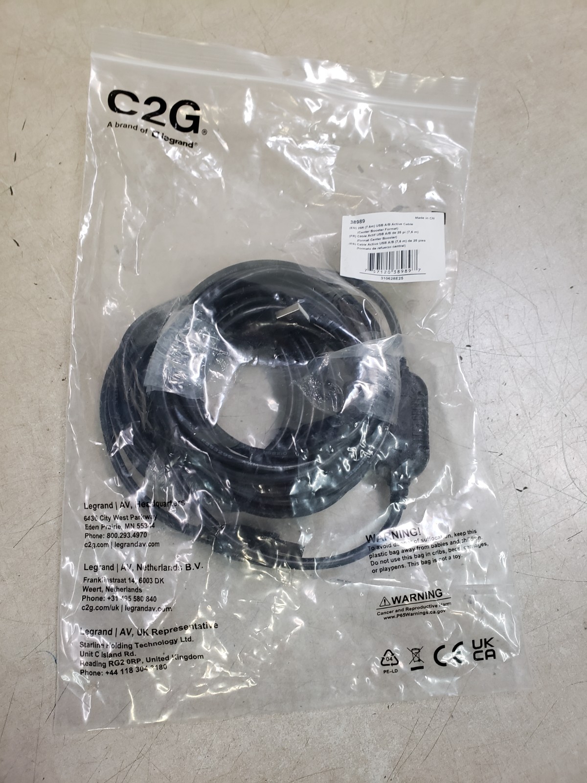 C2G 38989 USB Active Cable - USB 2.0 A Male to B Male Active Cable for Printers