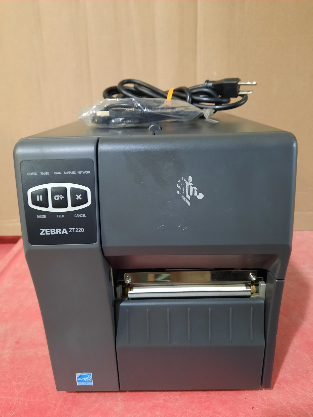 Zebra ZT220 Thermal Transfer Label Printer With Power Cord & USB Cable TESTED