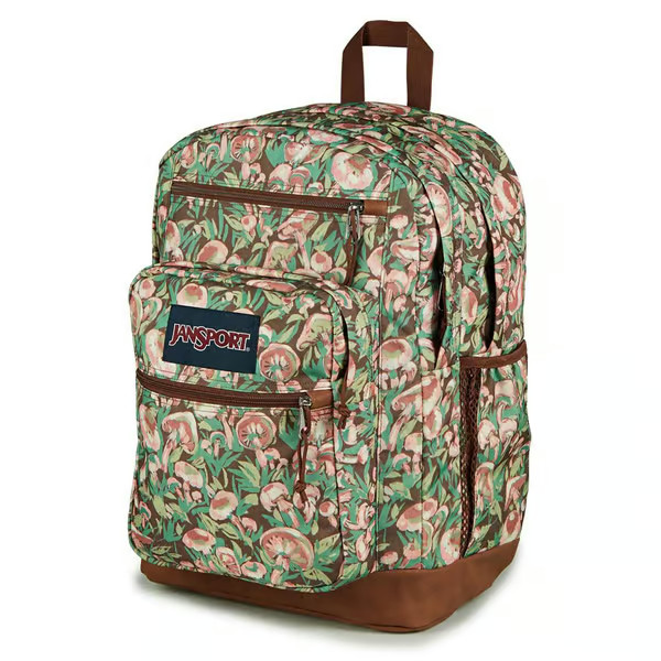 NEW JanSport Cool Student Laptop Backpack - Painterly Mushrooms (17" x 12" x 8")