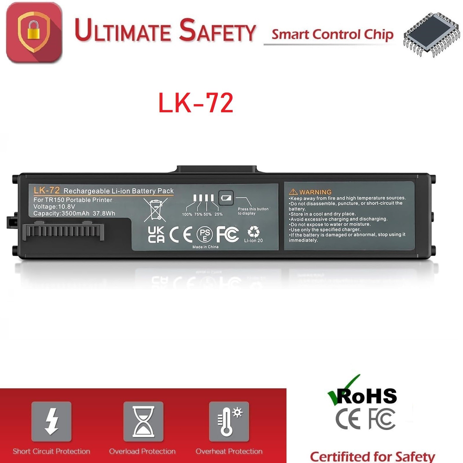 LK-72 Internal Battery for Canon PIXMA TR150 Mobile Printer 10.8V -  US