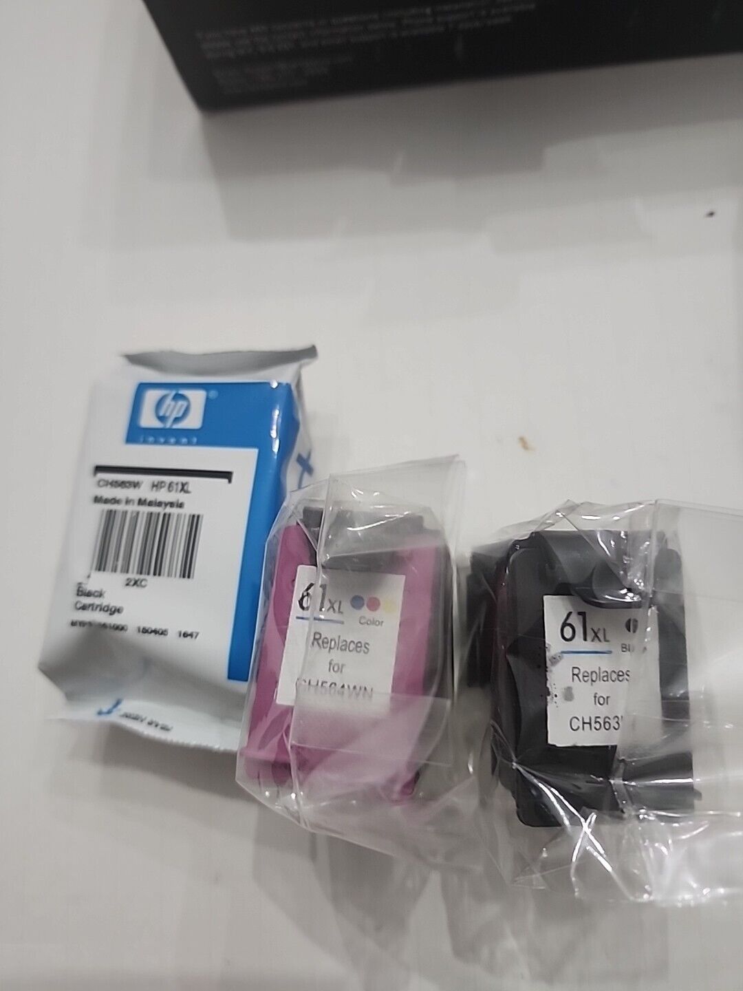 Two HP 61 Black One Tri-color Ink Cartridges - One Pack of 67/305 Tri Colored