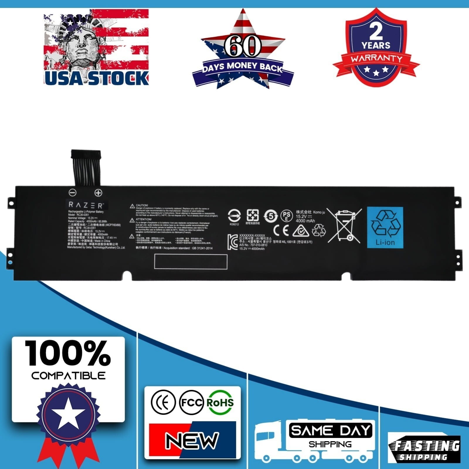 New Genuine RC30-0351 Battery for Razer Blade 15 Base 2021 RZ09-0369x RZ09-0351