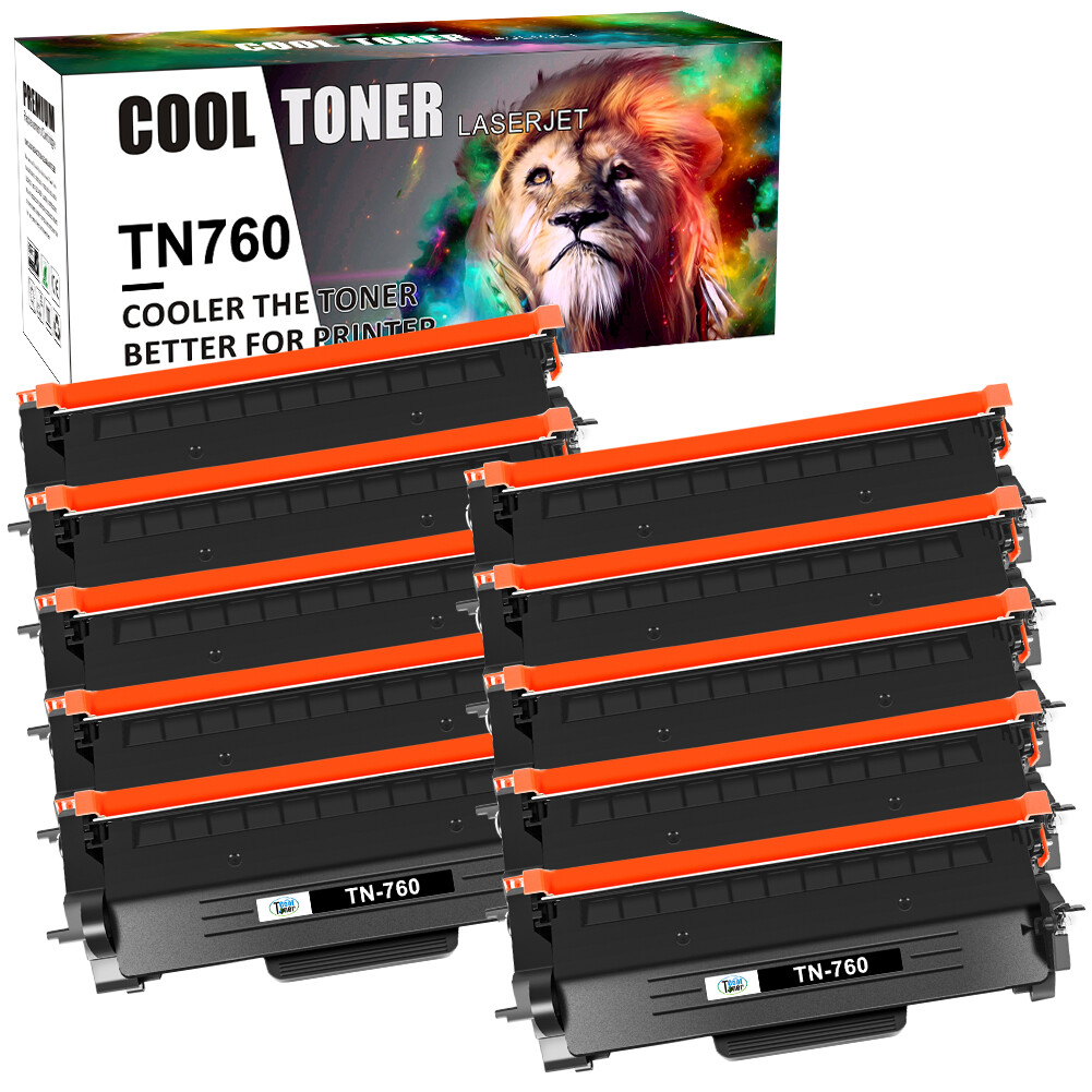 10PK High Yield TN760 TN730 Toner Compatible With Brother MFC-L2710DW HL-L2395DW