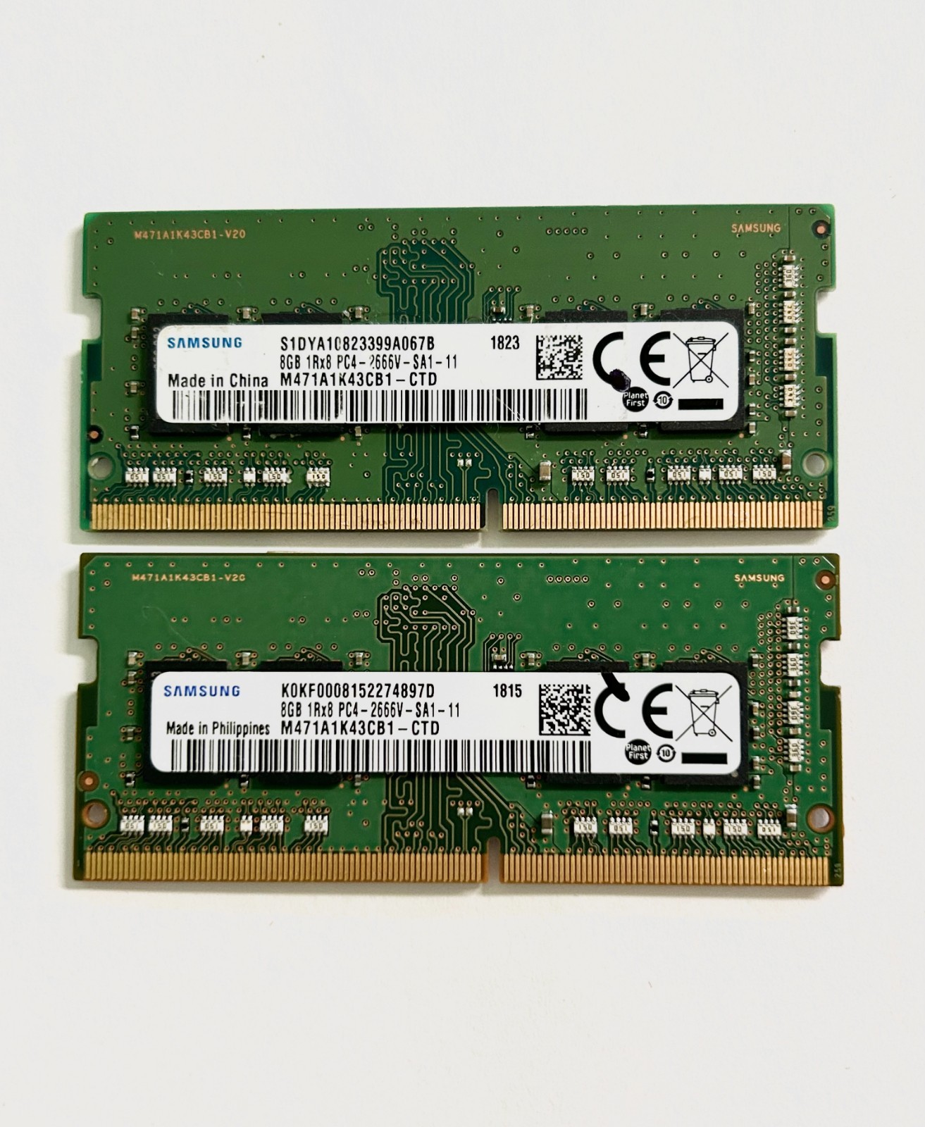 Samsung 16GB (2x8GB) DDR4 1Rx8 PC4-2666V-SA1-11 M471A1K43CB1-CTD Memory Module