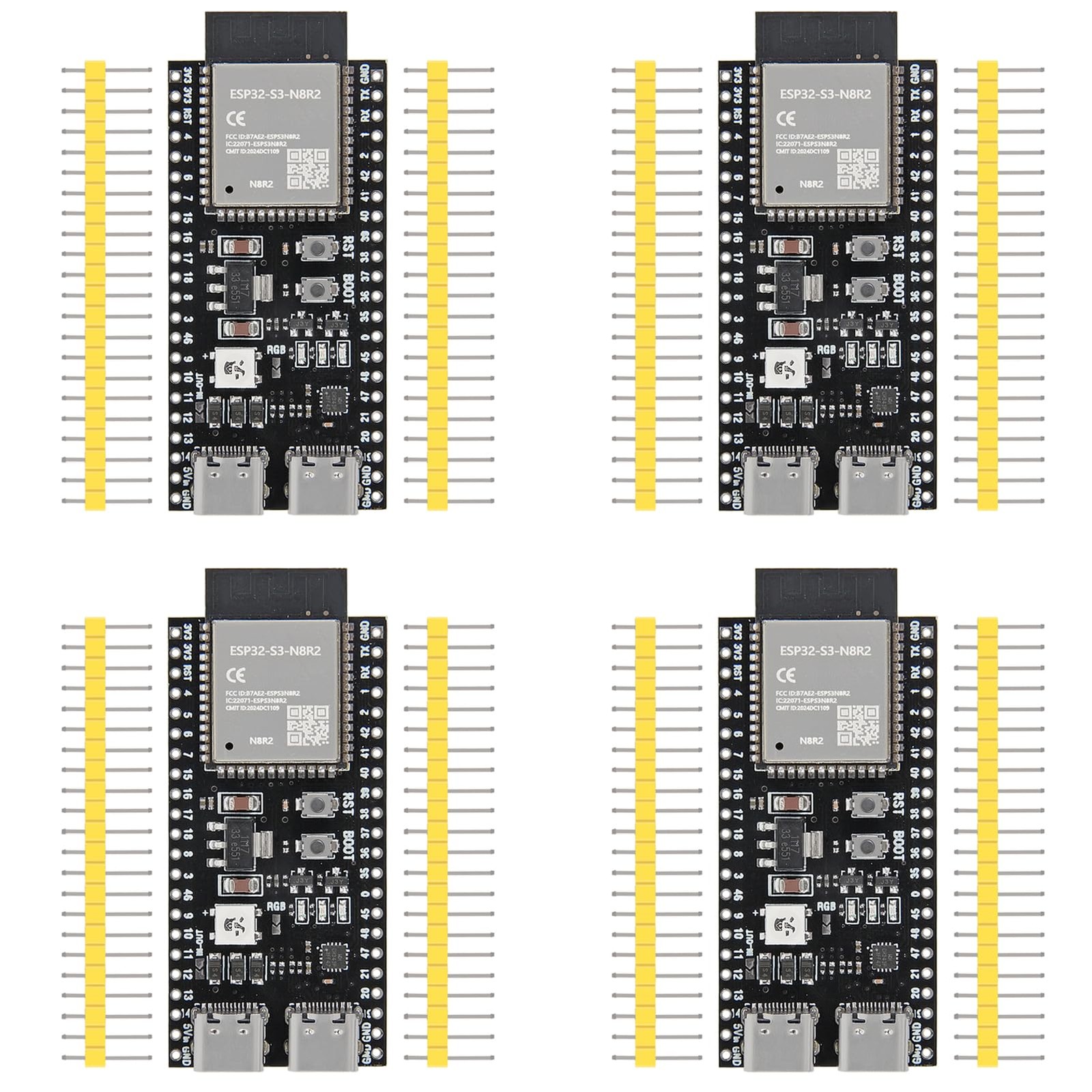 4 PCS Dual TypeC ESP32S3DevKitC1N8R2 Development Board Core WiFi Bluetooth