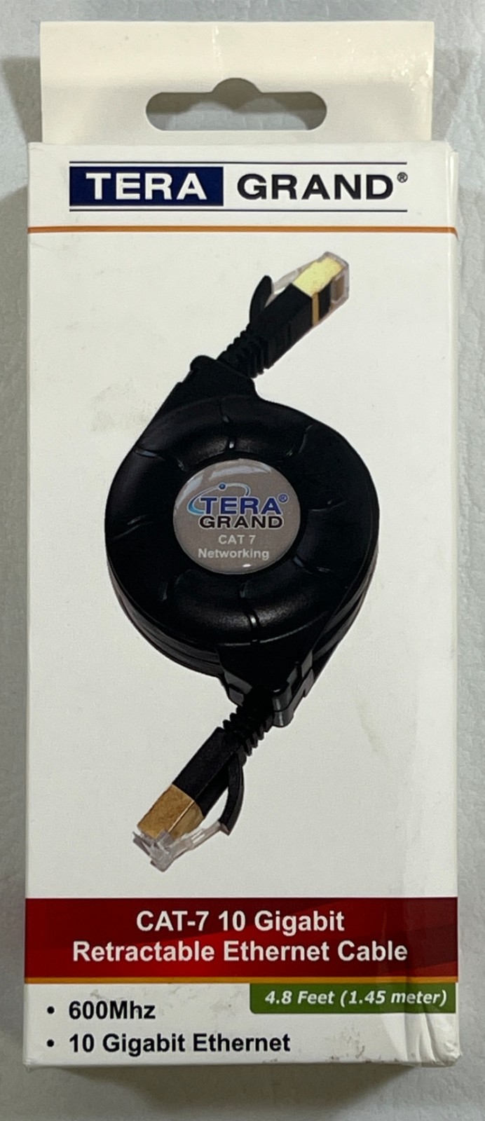 Tera Grand - Premium Cat-7 10 Gigabit Ethernet Retractable Cable - NEW