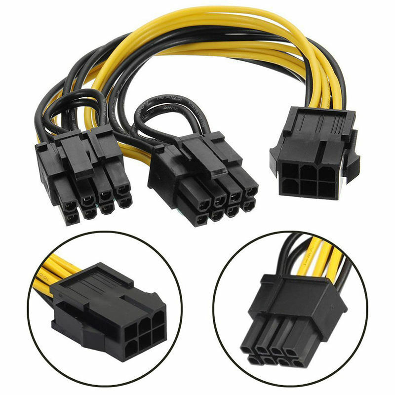10 PCS PCIE 6 - 8 Pin Female to 2x PCIE 8Pin (6+2) Male GPU Power Cable Splitter
