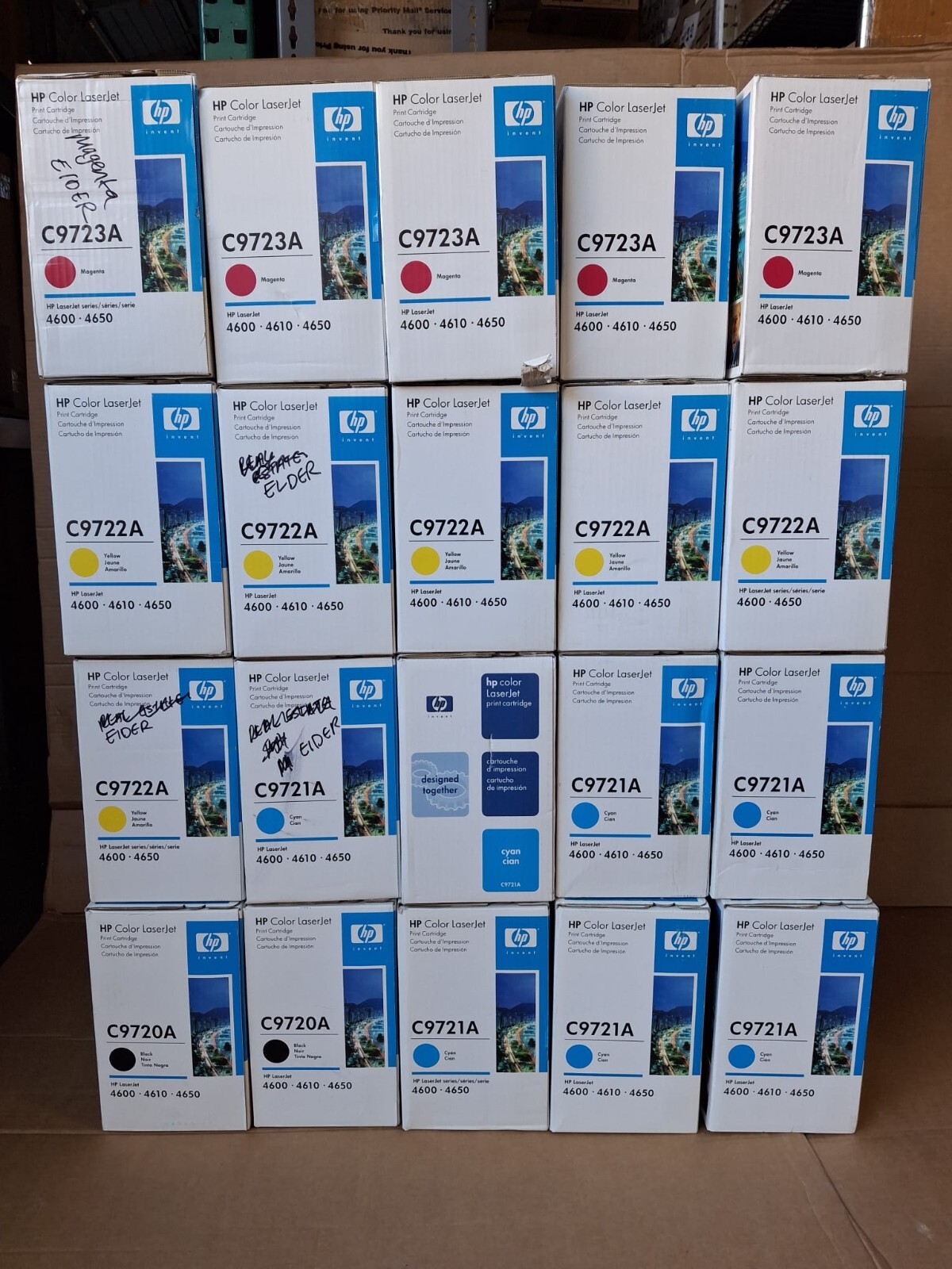 Lot of 20 GENUINE HP C9720A C9721A C9722A C9723A Toner Cartridges Brand New