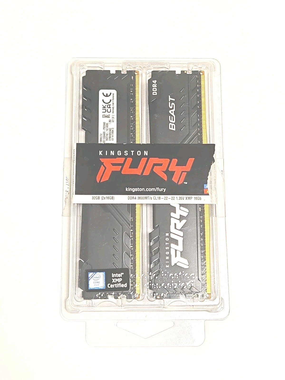 Kingston Fury Beast 32GB DDR4-3600Mhz (2x16GB) KF436C18BBK2/32 Desktop Memory