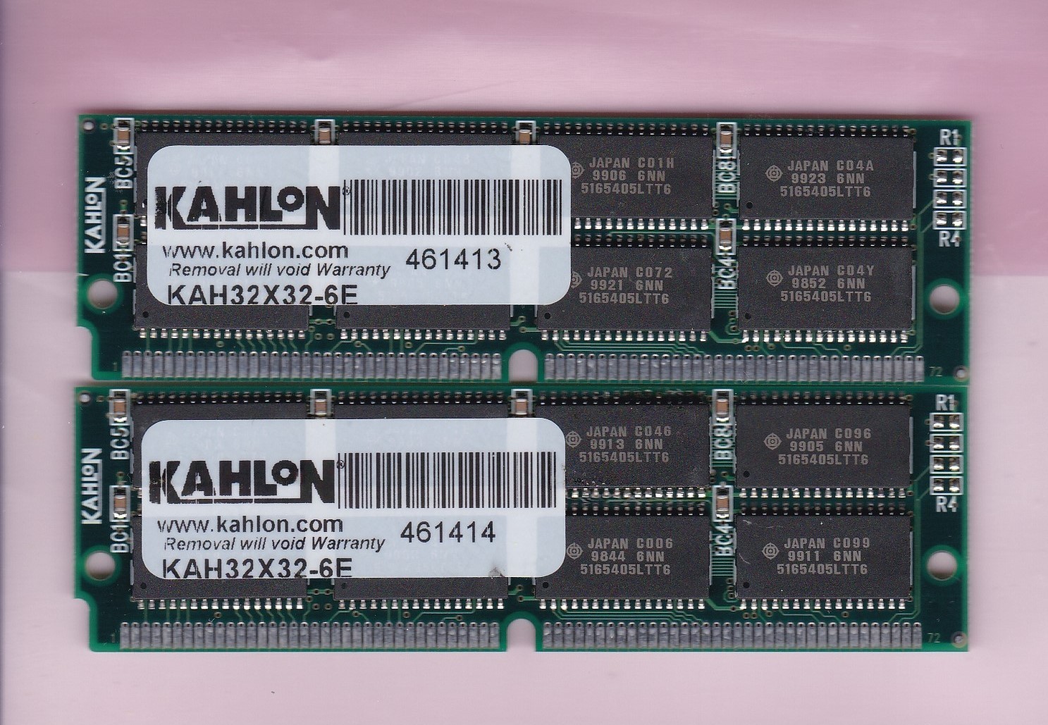 256MB 2x128MB 72-pin Simm EDO Kahlon KAH32X32-6E Ram Memory Kit 60ns 32Mx32 5V