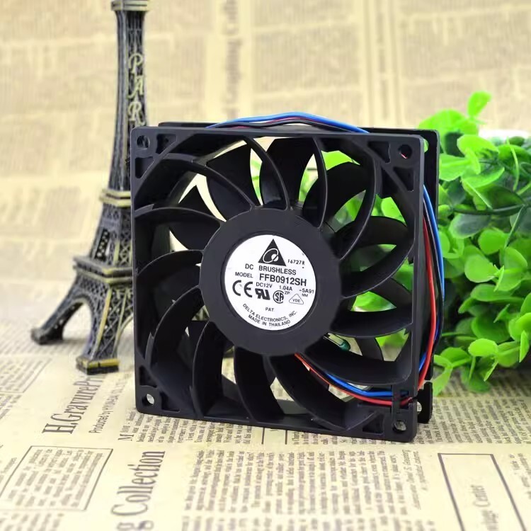 Delta FFB0912SH 9025 DC12V 1.04A 9CM 3-Wire Dual Ball Cooling Fan