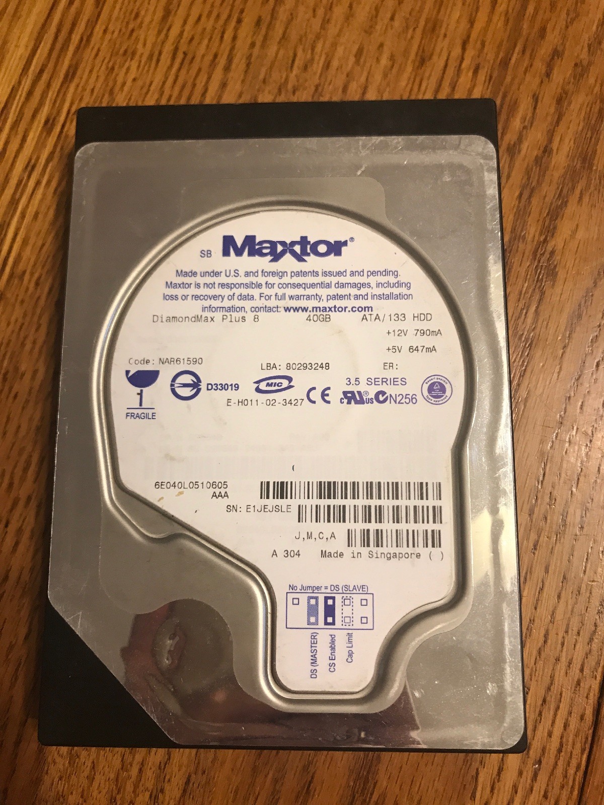 Maxtor DiamondMax 40GB NAR61590 E-H011-02-3427 Ships N 24h