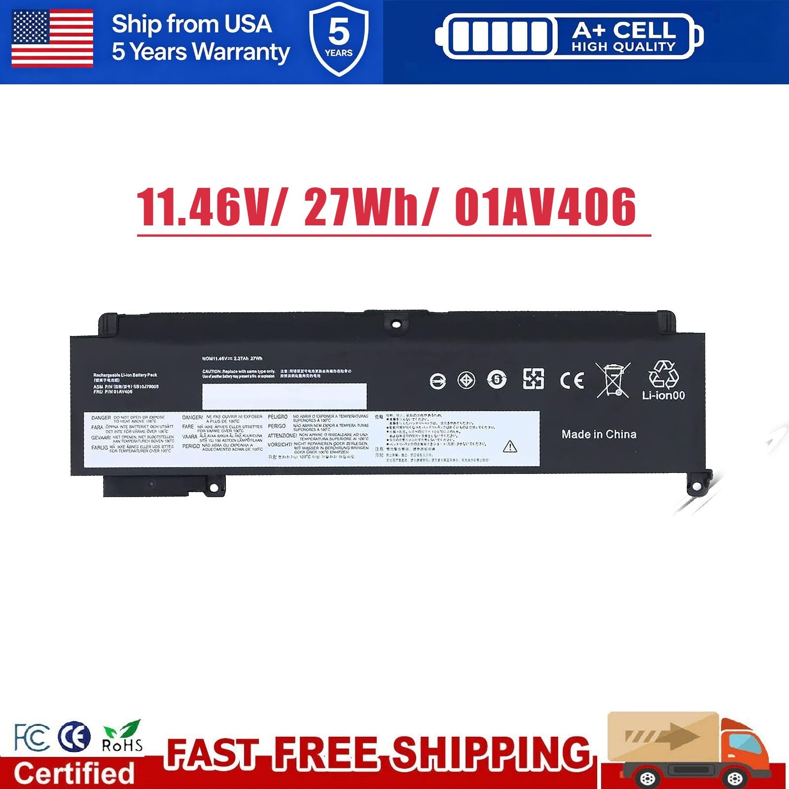 Battery For Lenovo Thinkpad T460s T470s Series 00HW022 00HW023 00HW024 00HW025
