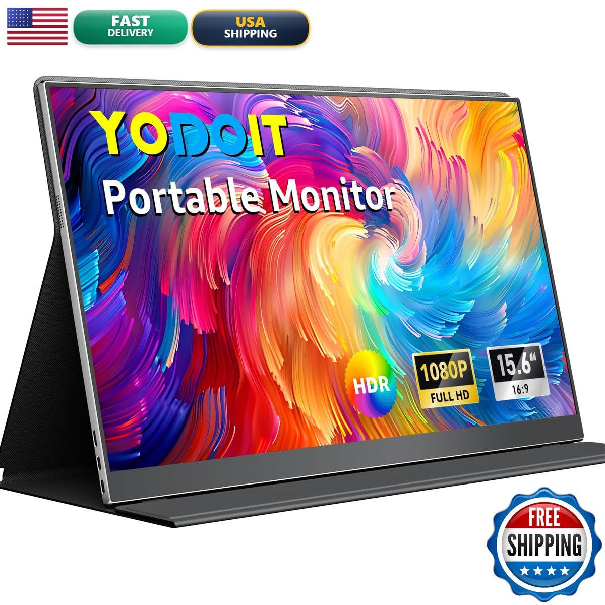Yodoit Portable Monitor 15.6" 1920×1080 FHD IPS Travel Screen Display USB-C