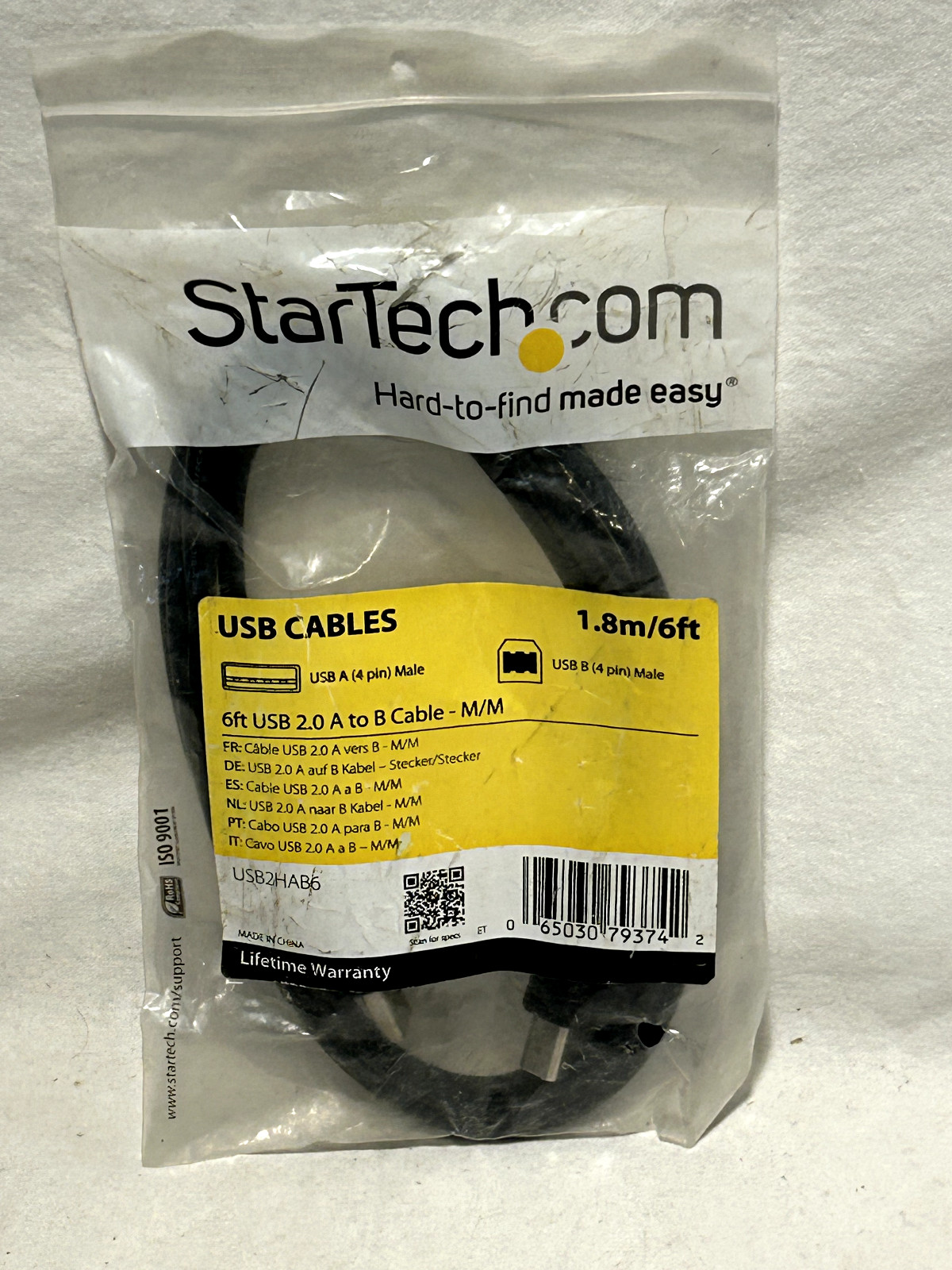StarTech.com 6 ft Printer Cable - USB 2.0 A to B - Printer Cable - USB2HAB6