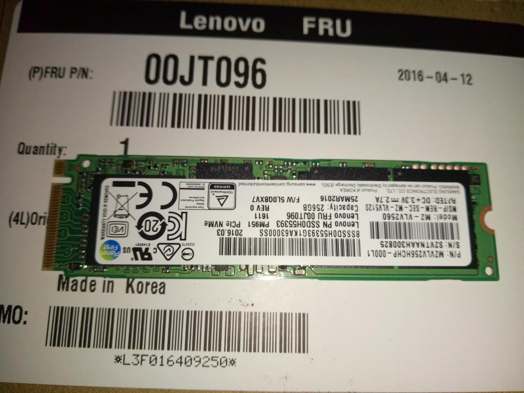 New Genuine Lenovo ThinkPad T570 256GB SSD 00UP439