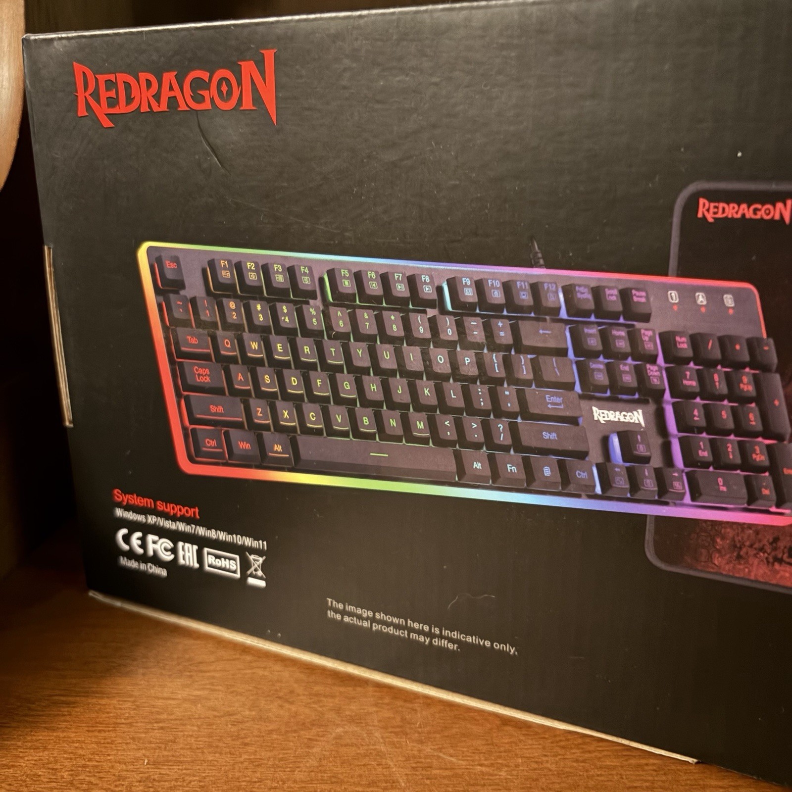 Redragon S107 RGB Illuminated Keyboard and Mouse Pad - Black Red NO MOUSE