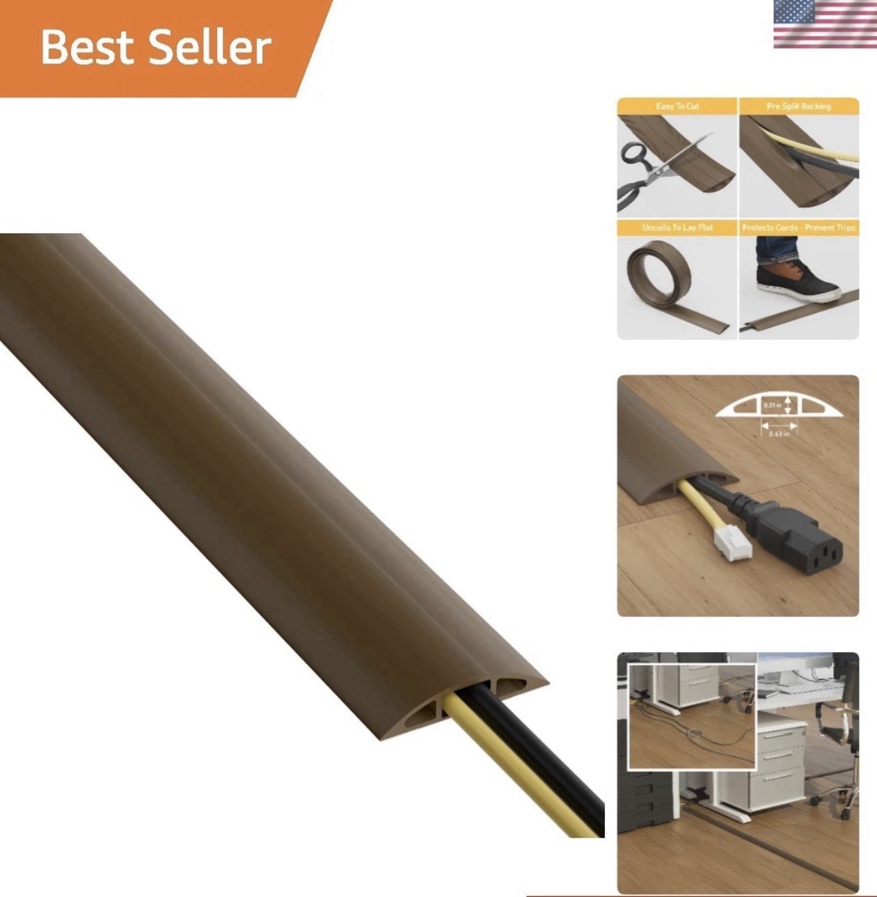 D-Line 6ft Floor Cord Cover Floor Cable Protector Extension Cord Cover Protect