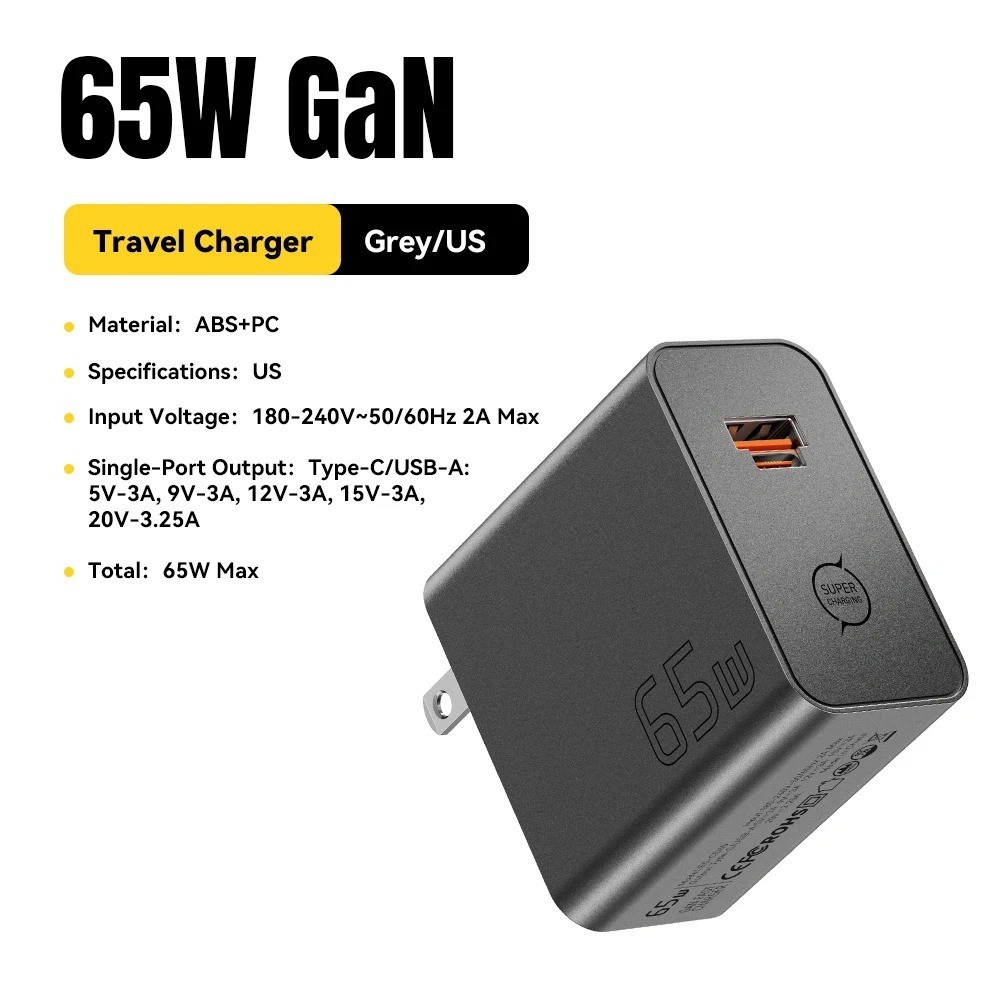 ESSAGER 65W GaN Charger PD3.0 PPS QC4.0 Fast Charger for Laptop Phone