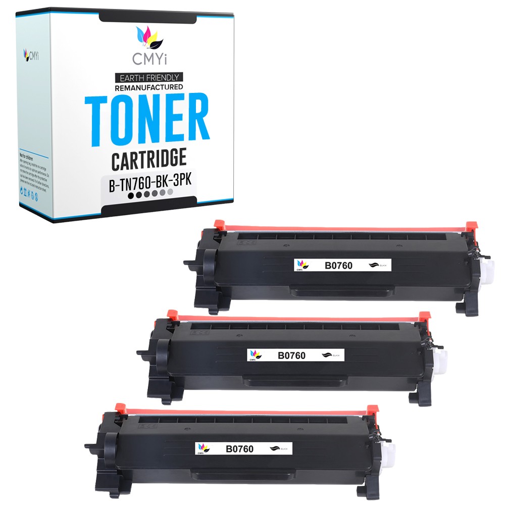 3PK Compatible CMYi TN-760 Toner Cartridges fits Brother HL-L2370DW MFC-L2717DW