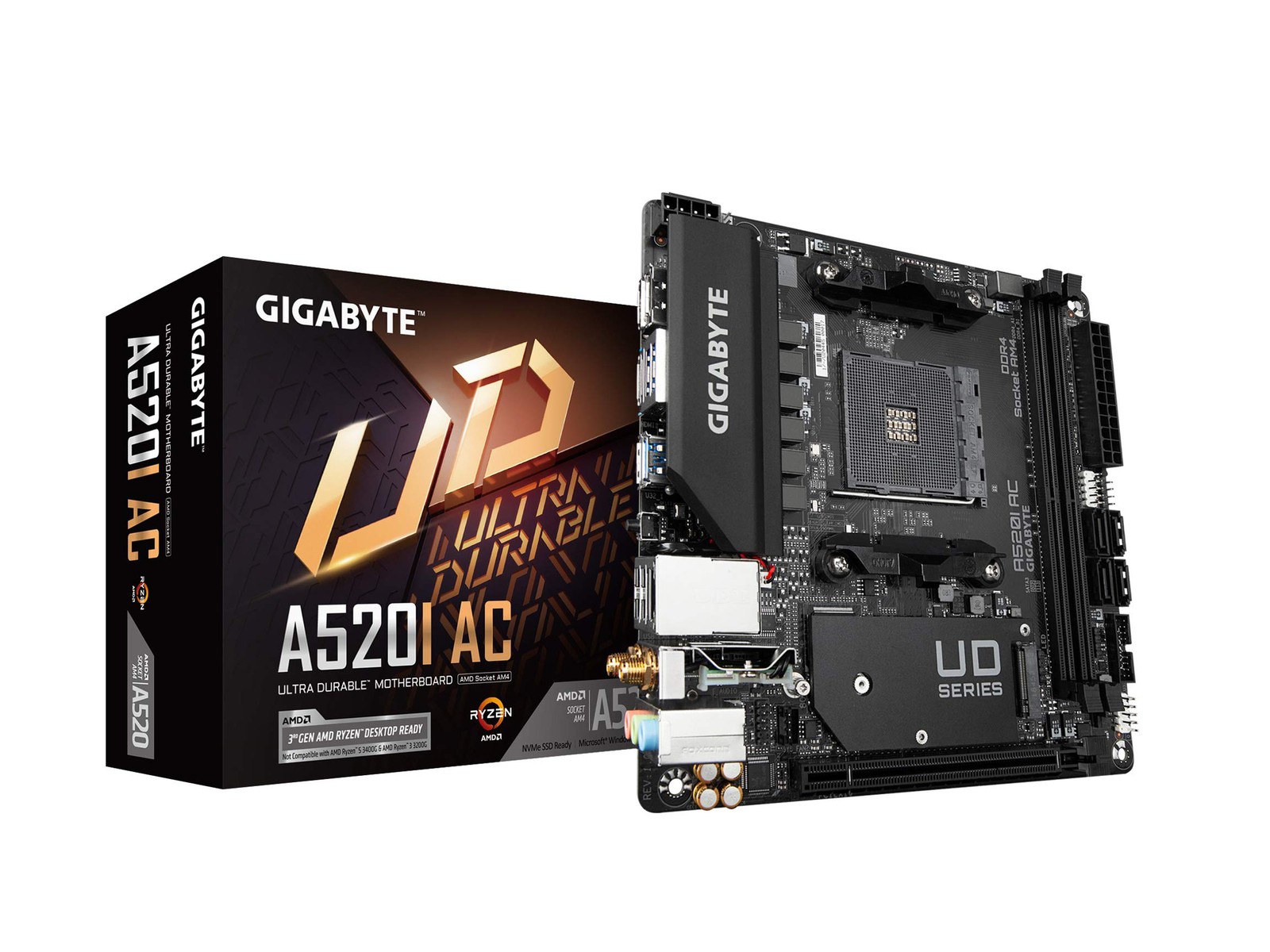 Gigabyte A520I AC (AMD Ryzen AM4/Mini-ITX/Direct 6 Phases Digital PWM with 55...