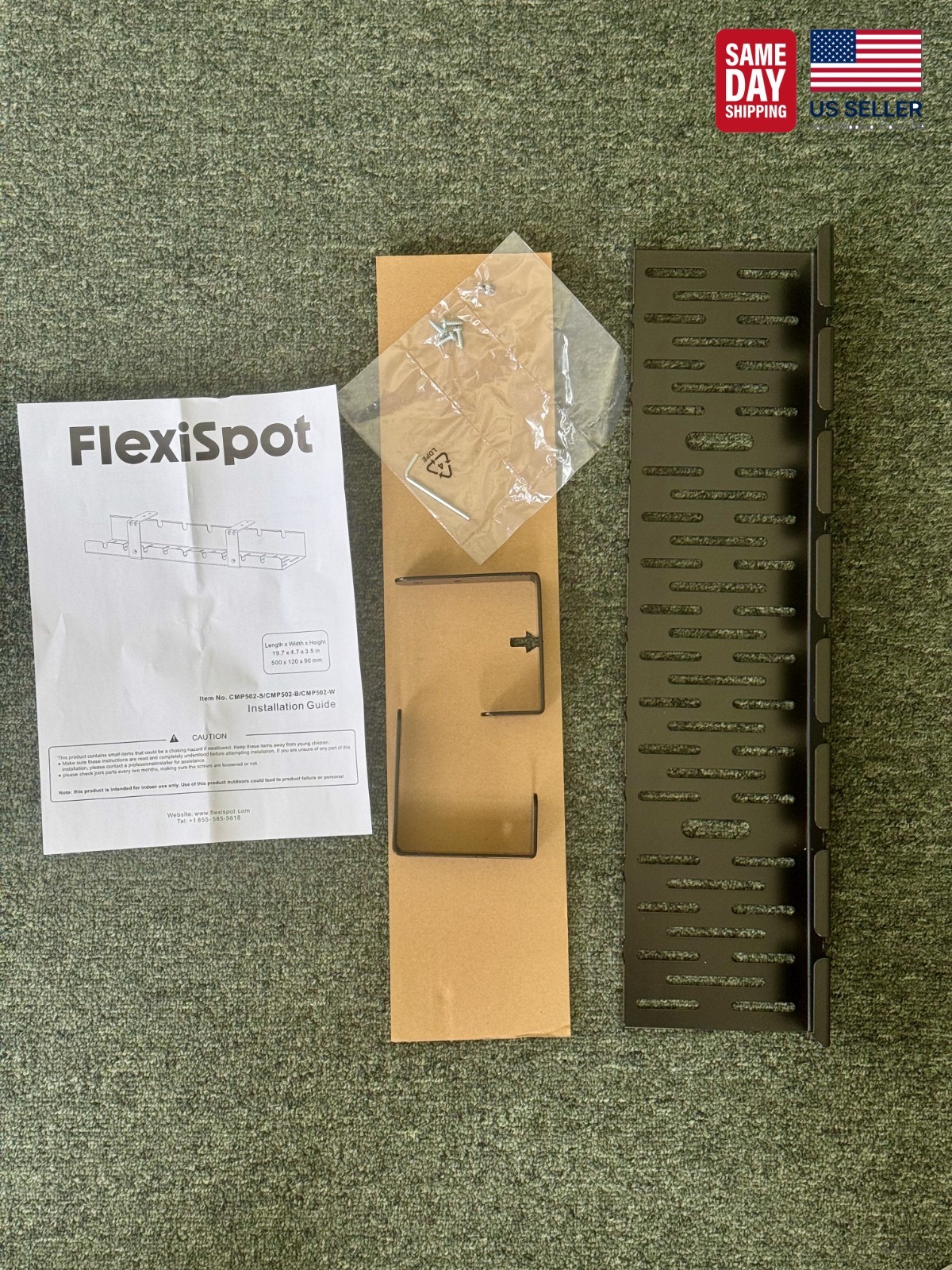 Flexispot CMP502-B Under Desk Cable Management Tray Steel Screw Mount Black