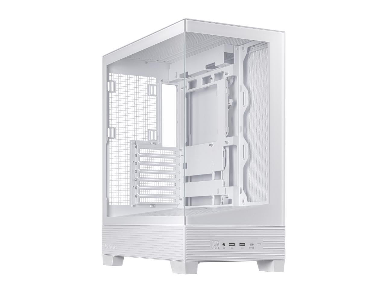 ASUS A31 White ATX Mid-Tower Gaming Case, Dual-sided tempered glass, Frameless