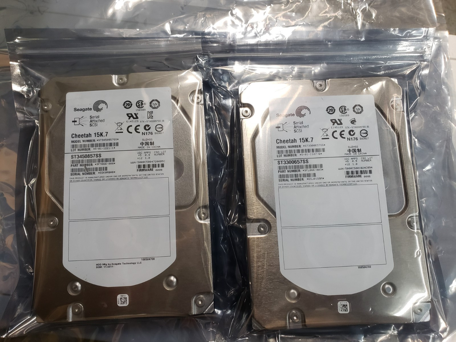 The product is a lot of 2 Seagate Cheetah 15K.7 ST3450857SS 450GB 3.5" SAS hard
