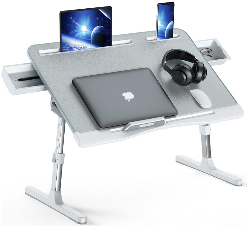Mesa portátil plegable ajustable con cajones para cama sofá oficina hogar, Nuevo