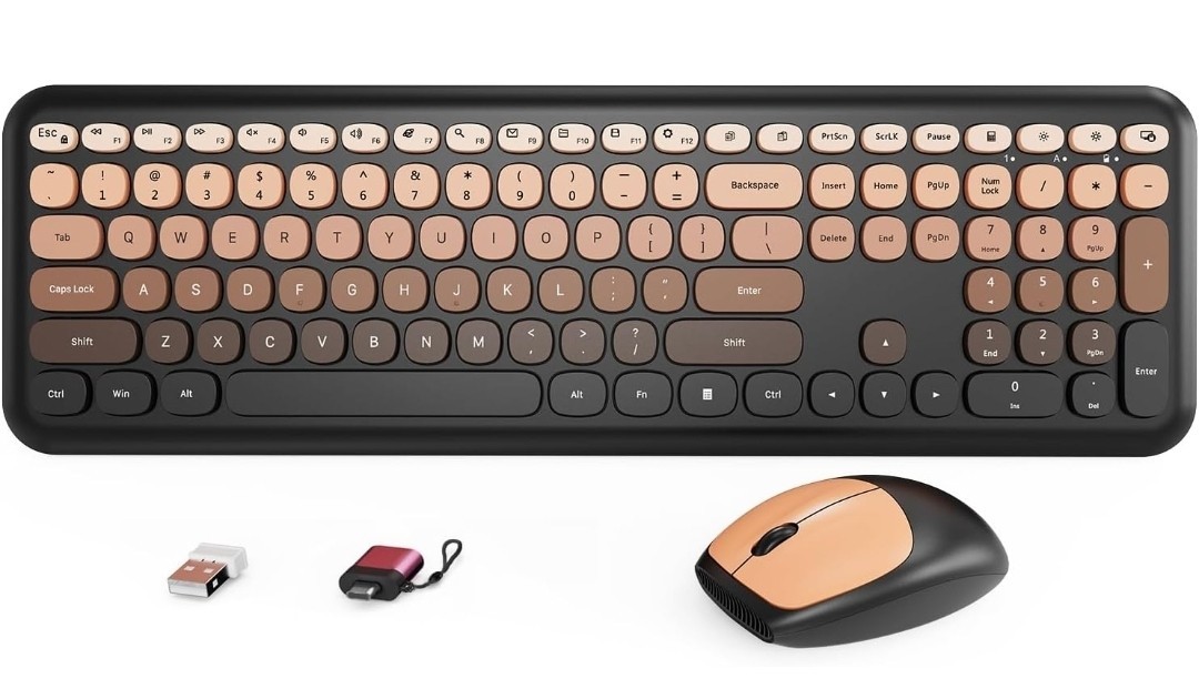HotFox Wireless Keyboard and Mouse Combo, Full-Size Retro Typewriter Keyboard