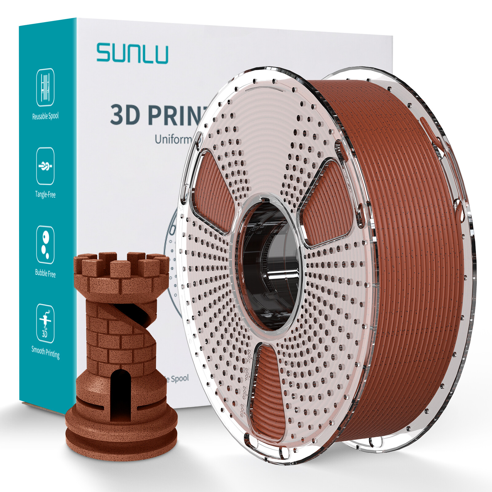 SUNLU High Speed Marble PLA 3D Printer Filament 1.75mm PLA 1KG,Up to 600mm/s
