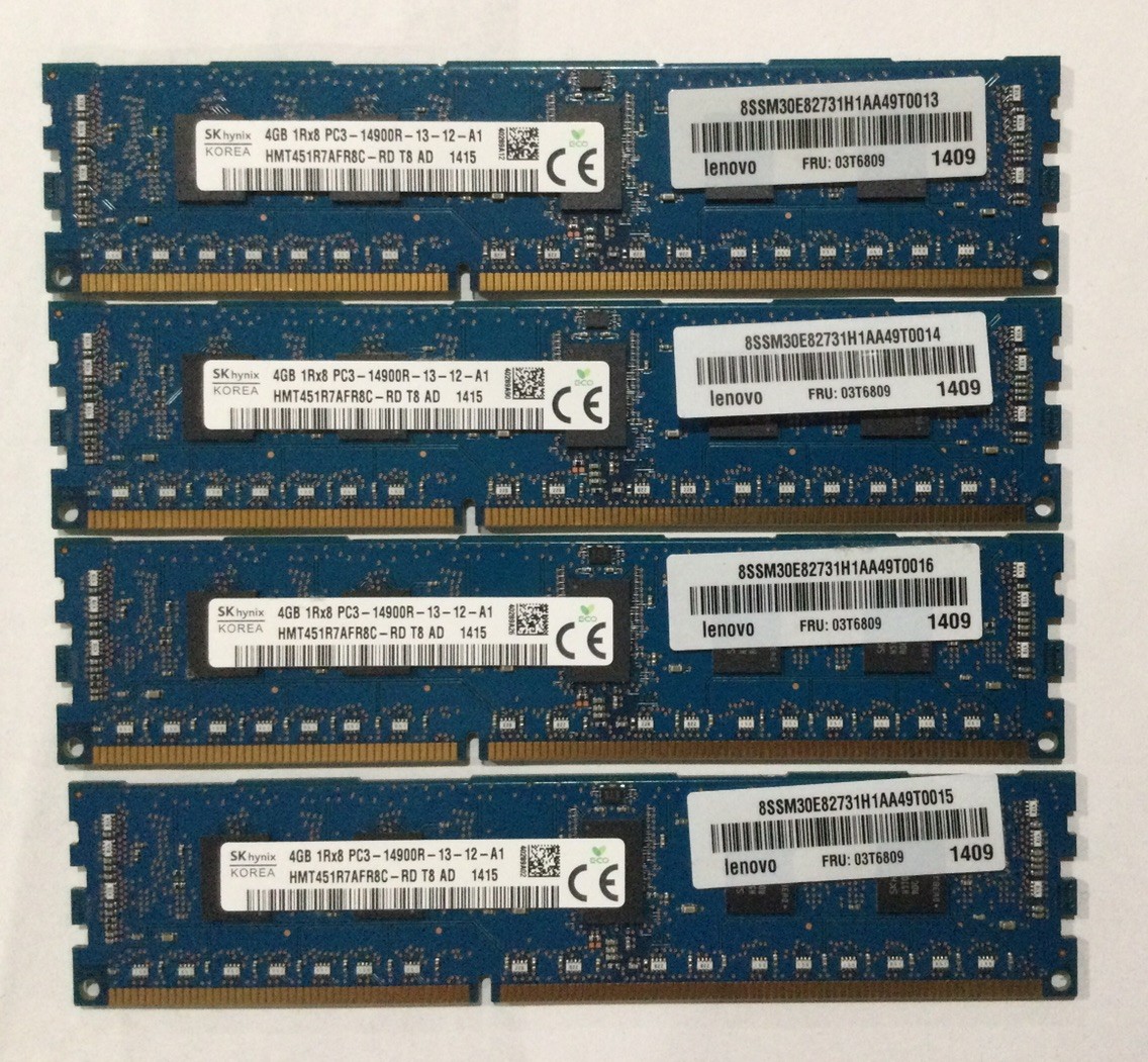 HYNIX 16GB 4x4GB 1Rx8 PC3-14900R DDR3 - 1866 ECC RDIMM HMT351R7EFR8C-RD Lenovo