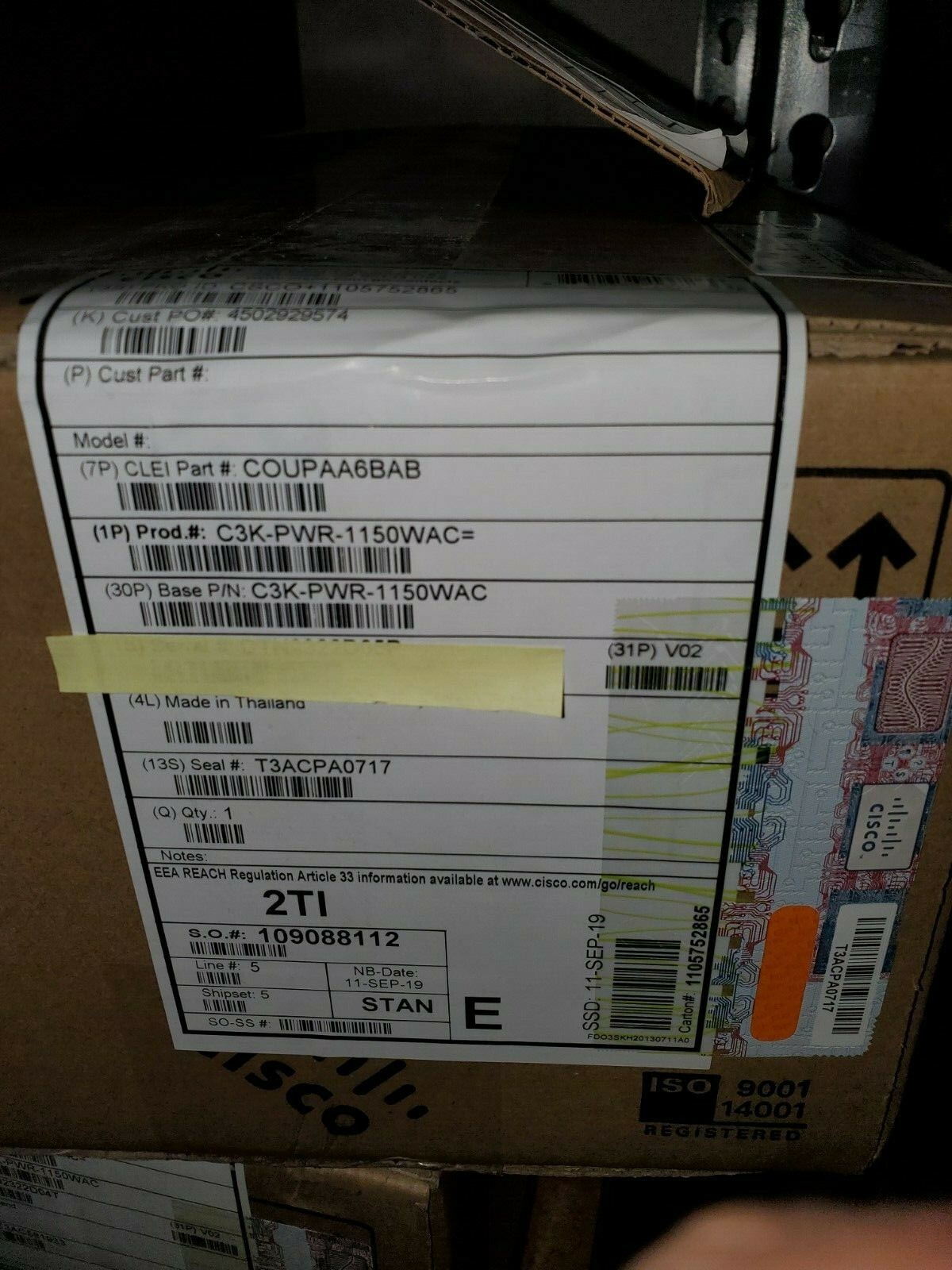 Cisco 1150W AC Power Supply 3560E 3750E RPS 2300 C3K-PWR-1150WAC=
