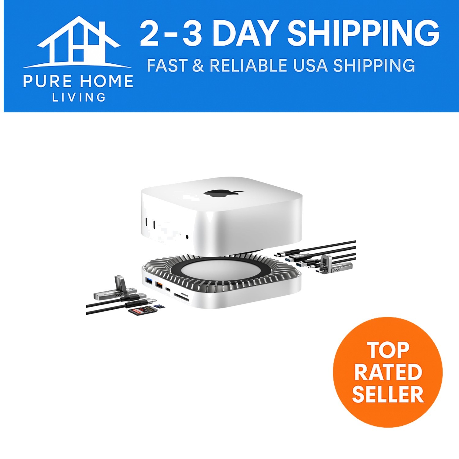 Mac Mini M4 Dock with USB-C Hub & M.2 SSD Enclosure - Ultimate 10-in-1 Solution