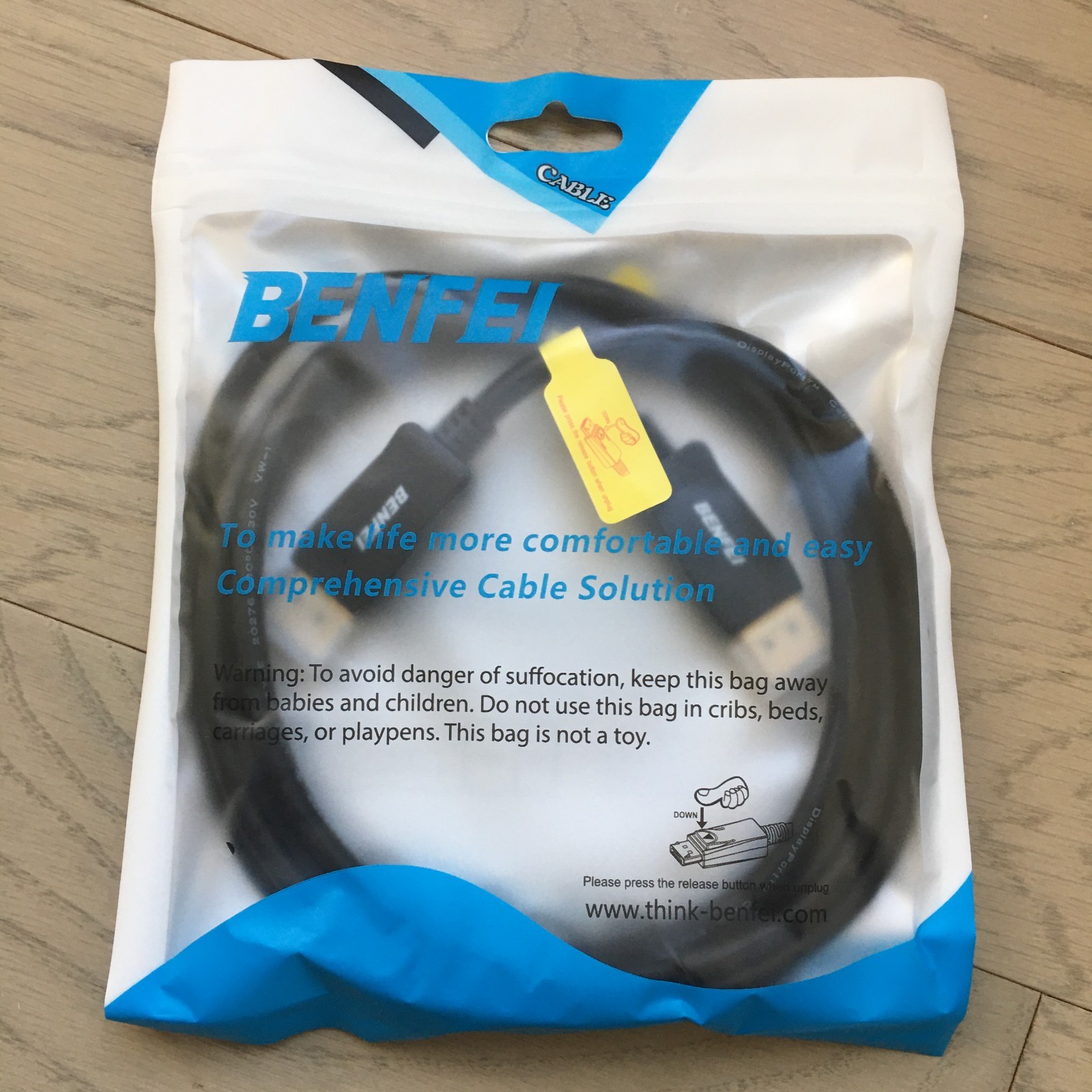 Display Port to Display Port 6 Ft Cable Benfei DP Male to Male Cable - lot of 5