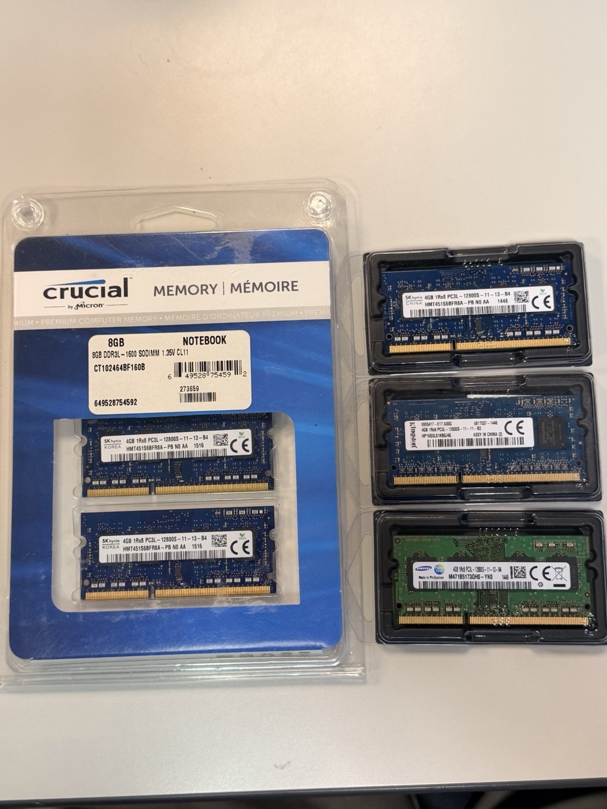 Laptop RAM Lot 5x4GB PC3L-12800S Crucial Hynix Kingston Samsung 20GB DDR3L-1600